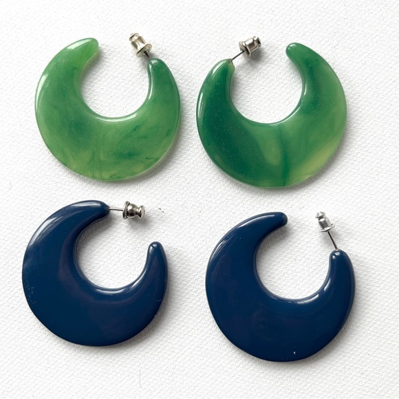 Vintage Kenneth Jay Lane 8pr Boxed Set Crescent Slice Hoop Earrings KJL Designer - Picture 2 of 16